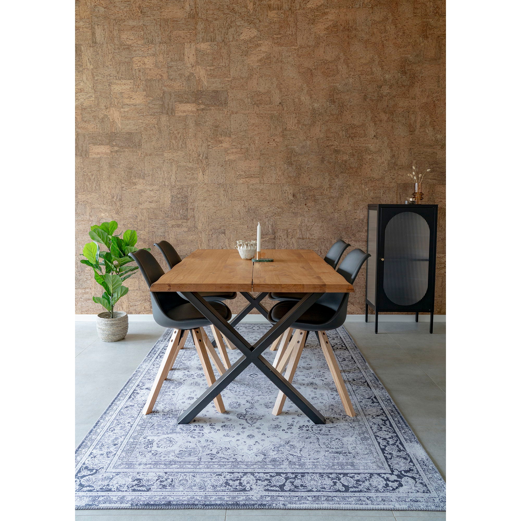 Bergen dining chair - dining table chair, black with nature legs