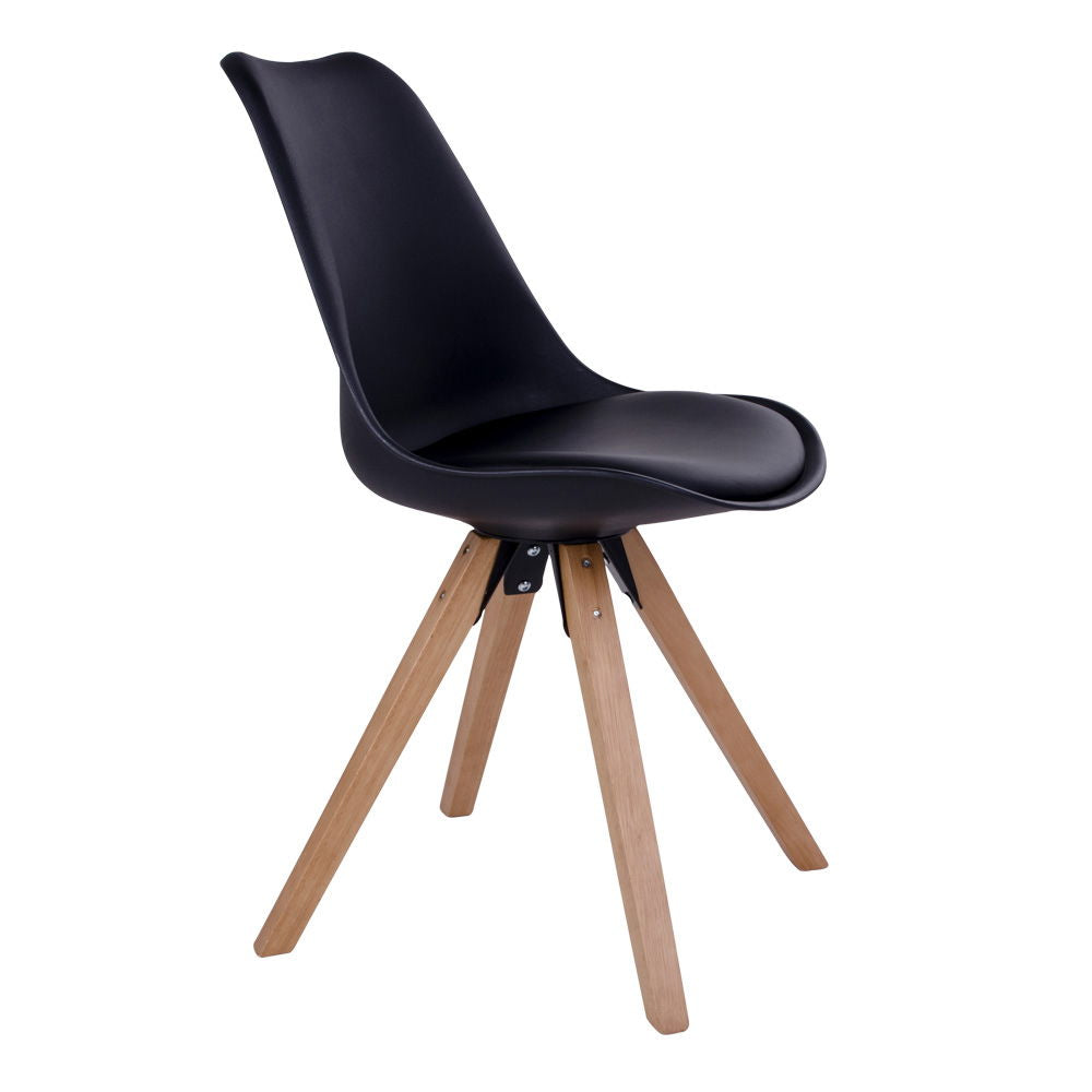 Bergen dining chair - dining table chair, black with nature legs