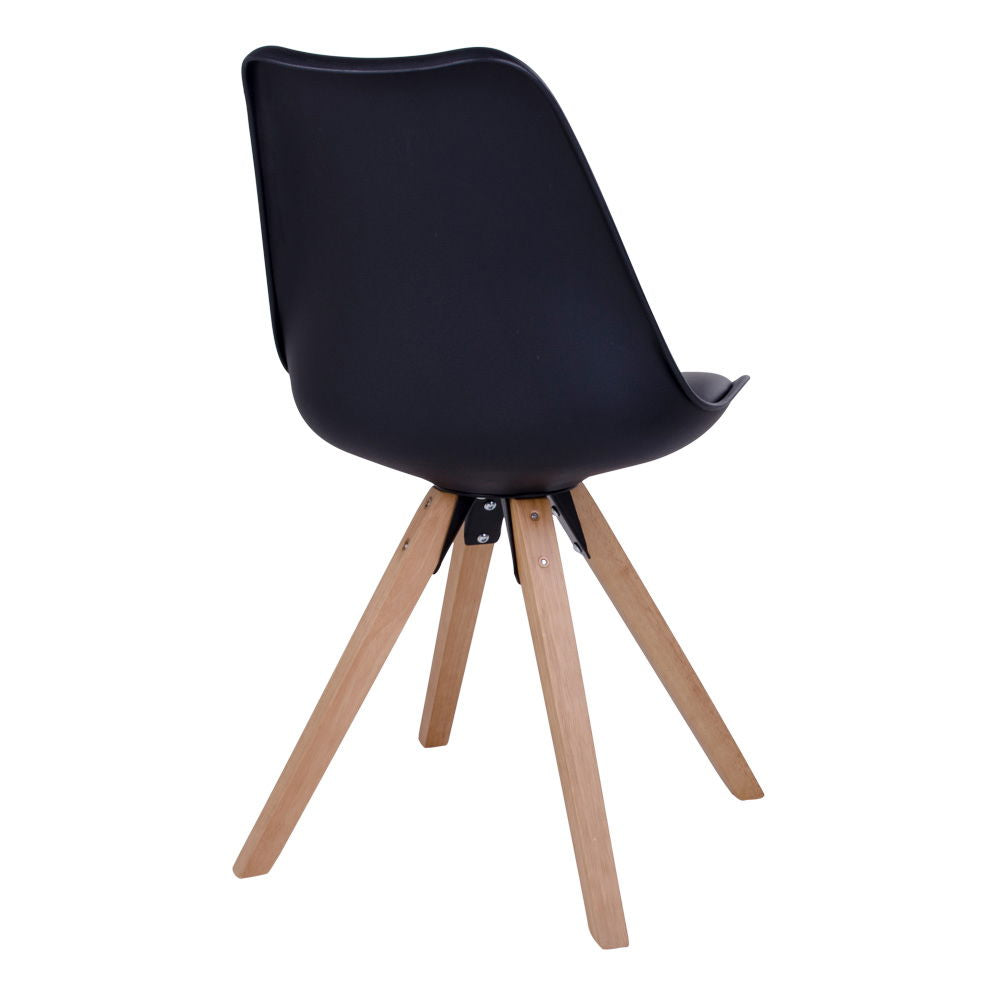 Bergen dining chair - dining table chair, black with nature legs