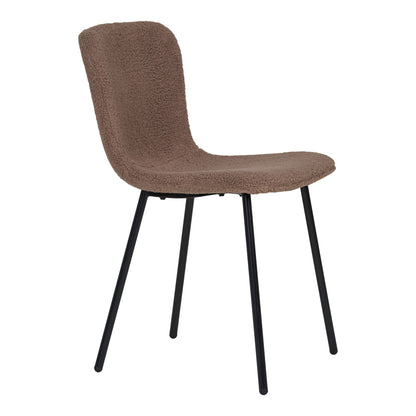 Halden Dining table chair - Dining table chair, imitation fur, dark brown with black legs, HN1092