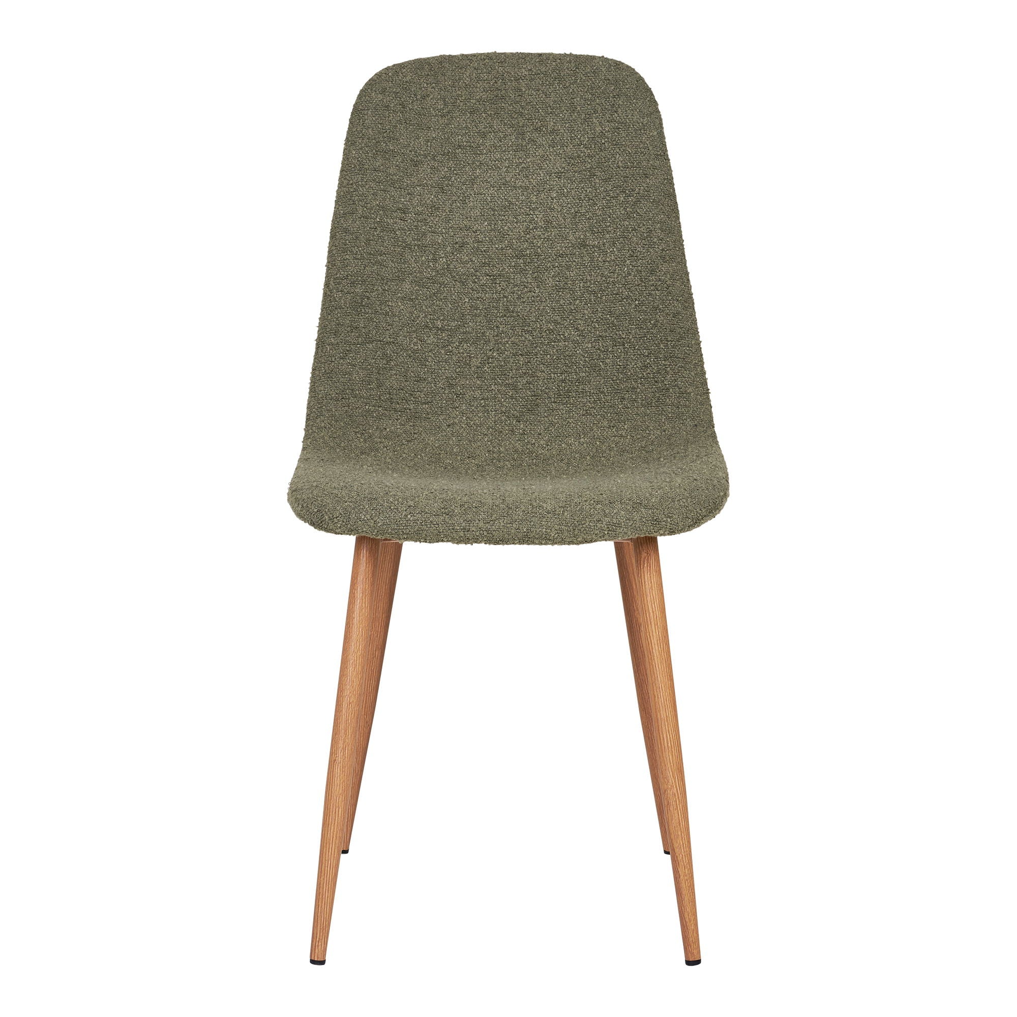 Stockholm Dining Table Chair - Dining Table Chair, Bouklé, Dark Green with Legs in Wood Look, HN1236