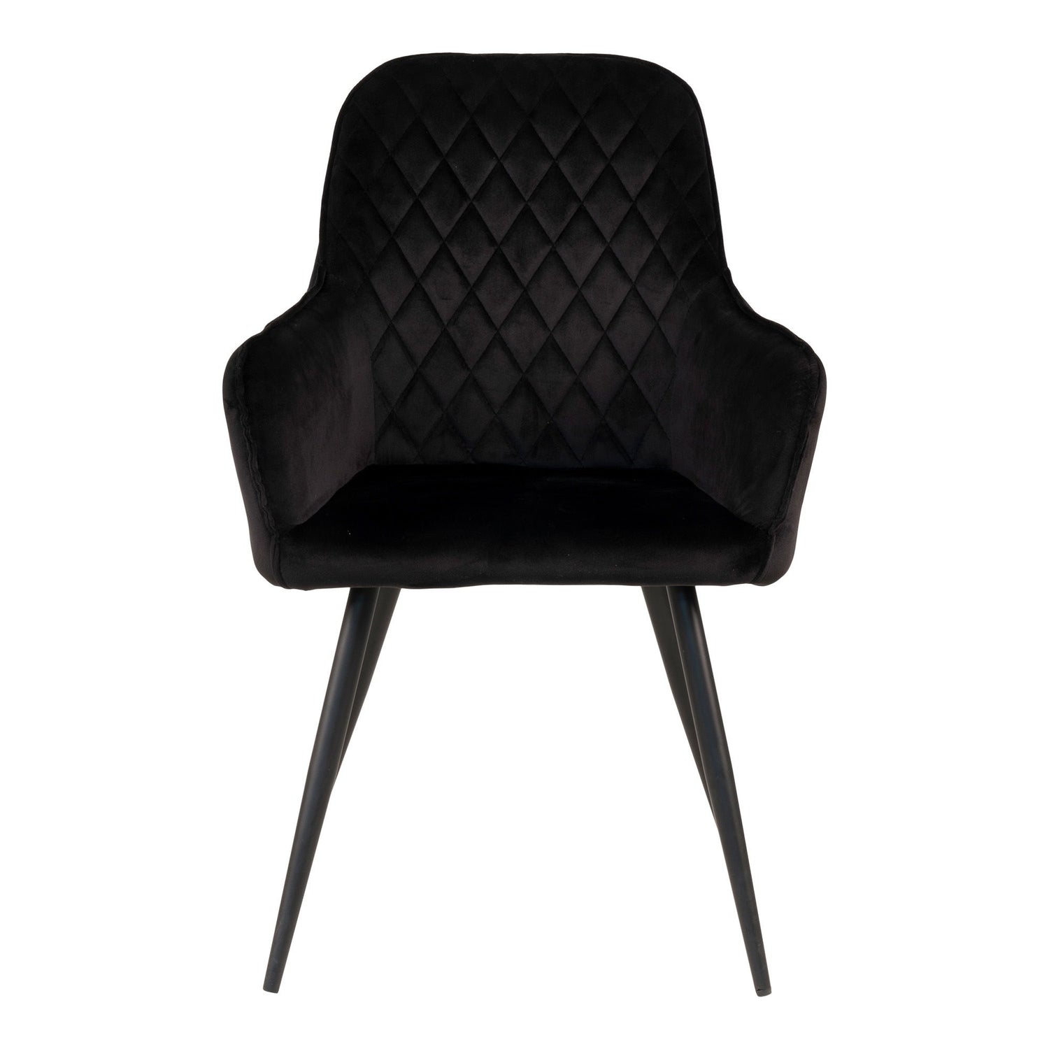 Harbo Dining Chair - Dining Table Chair in Velor, Black with Black Legs, HN1207