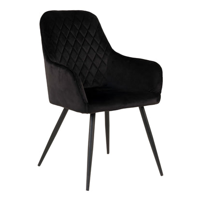 Harbo Dining Chair - Dining Table Chair in Velor, Black with Black Legs, HN1207