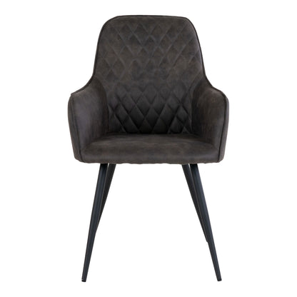 Harbo Dining Chair - Dining Table Chair in Microfiber, Dark Gray with Black Legs, HN1229