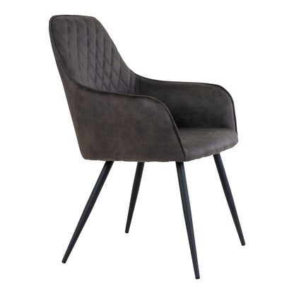 Harbo Dining Chair - Dining Table Chair in Microfiber, Dark Gray with Black Legs, HN1229