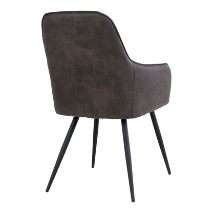 Harbo Dining Chair - Dining Table Chair in Microfiber, Dark Gray with Black Legs, HN1229