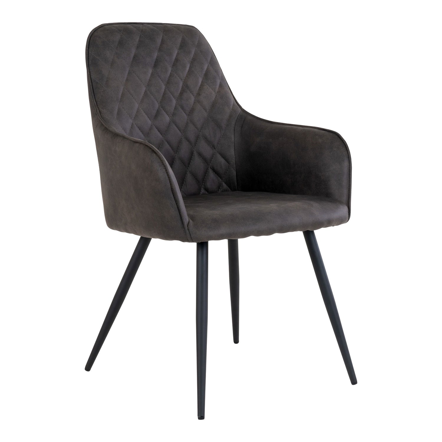 Harbo Dining Chair - Dining Table Chair in Microfiber, Dark Gray with Black Legs, HN1229