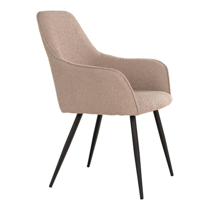 Harbo Dining Chair - Dining Table Chair in Boucel, beige with black legs, HN1233