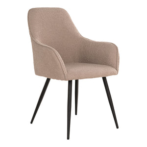 Harbo Dining Chair - Dining Table Chair in Boucel, beige with black legs, HN1233