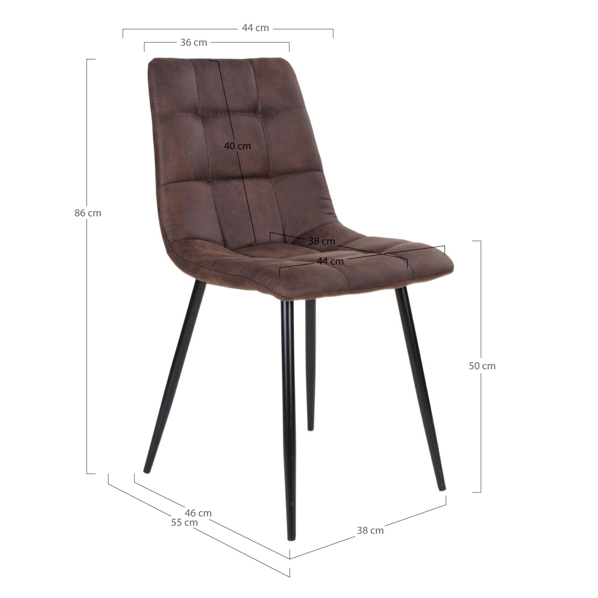 Middelfart Dining table chair - Dining table chair in microfiber, dark brown with black legs