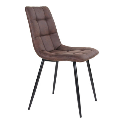 Middelfart Dining table chair - Dining table chair in microfiber, dark brown with black legs