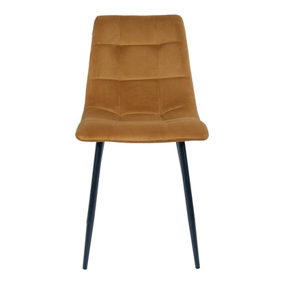 Middelfart Dining table chair - Dining table chair in velor, mustard yellow with black legs, HN1004