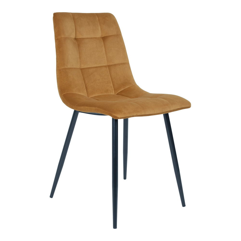 Middelfart Dining table chair - Dining table chair in velor, mustard yellow with black legs, HN1004