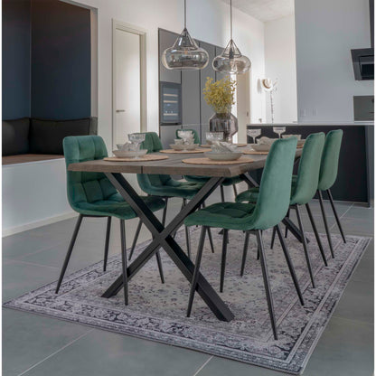 Middelfart Dining table chair - Dining table chair in velor, dark green with black legs