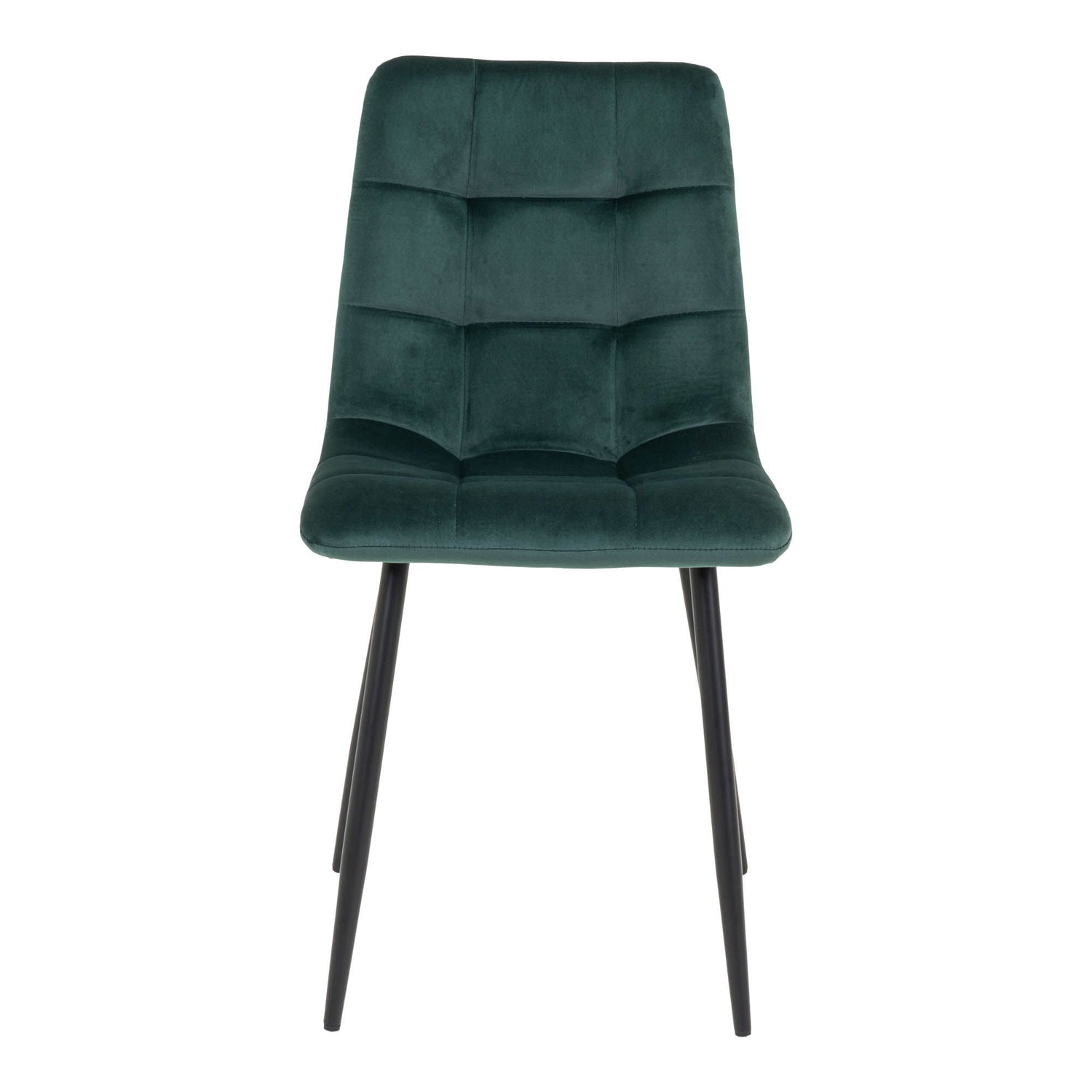 Middelfart Dining table chair - Dining table chair in velor, dark green with black legs