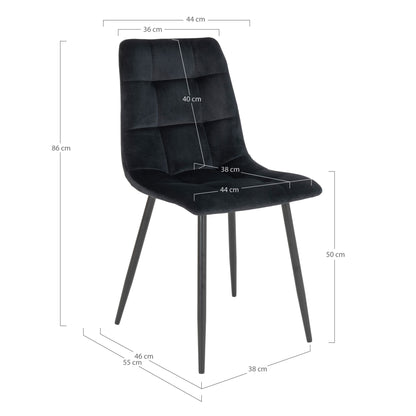 Middelfart Dining table chair - Dining table chair in velor, black with black legs, HN1207