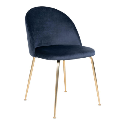 Geneva Dining table chair - Dining table chair in velor, blue with legs in brass look, HN1205