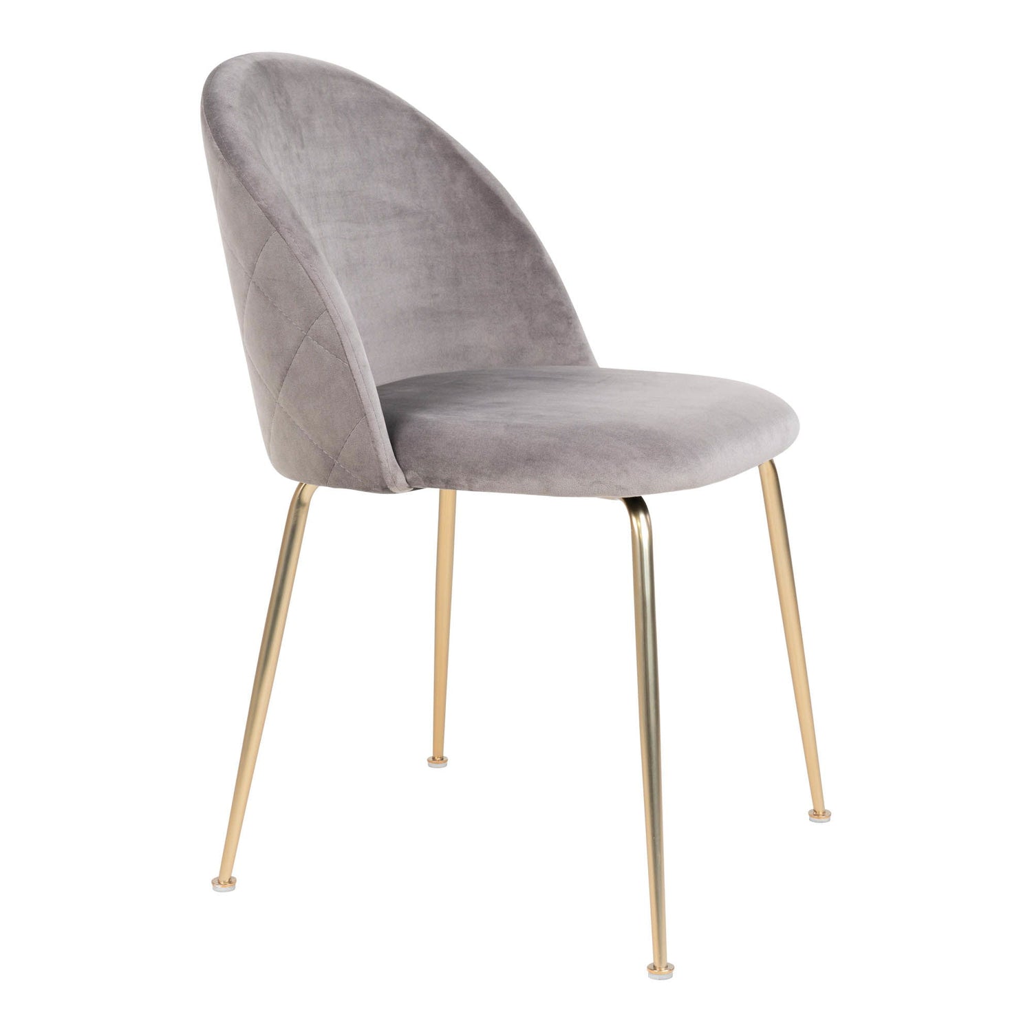 Geneva Dining table chair - Dining table chair in velor, gray with legs in brass look, HN1213