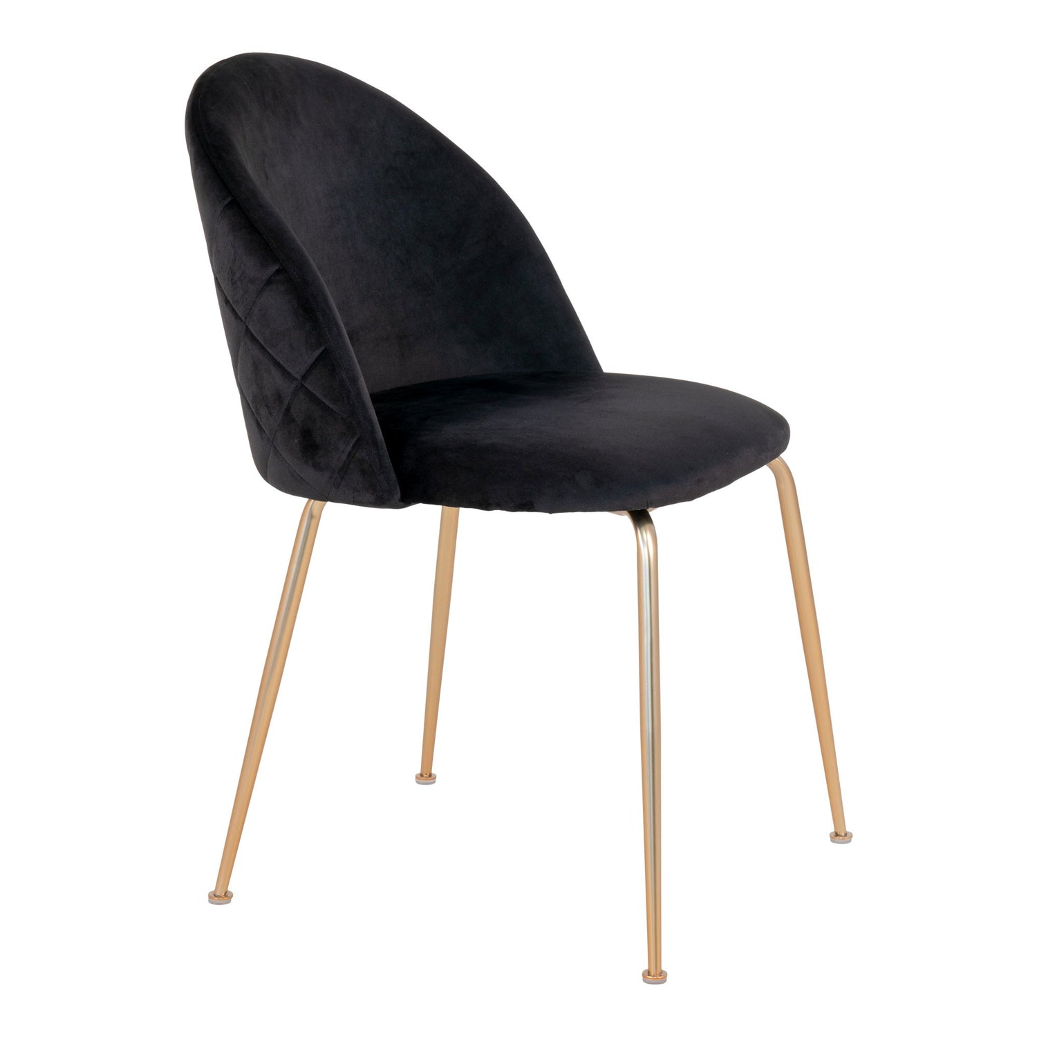 Geneva Dining table chair - Dining table chair in velor, black with legs in brass look, HN1207