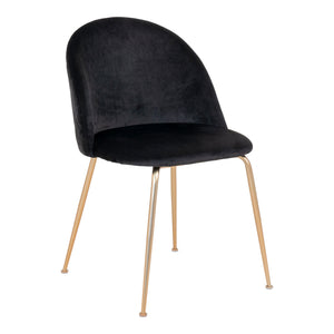 Geneva Dining table chair - Dining table chair in velor, black with legs in brass look, HN1207