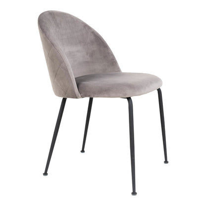 Geneva Dining Table Chair - Dining table chair in velor, gray with black legs, HN1213