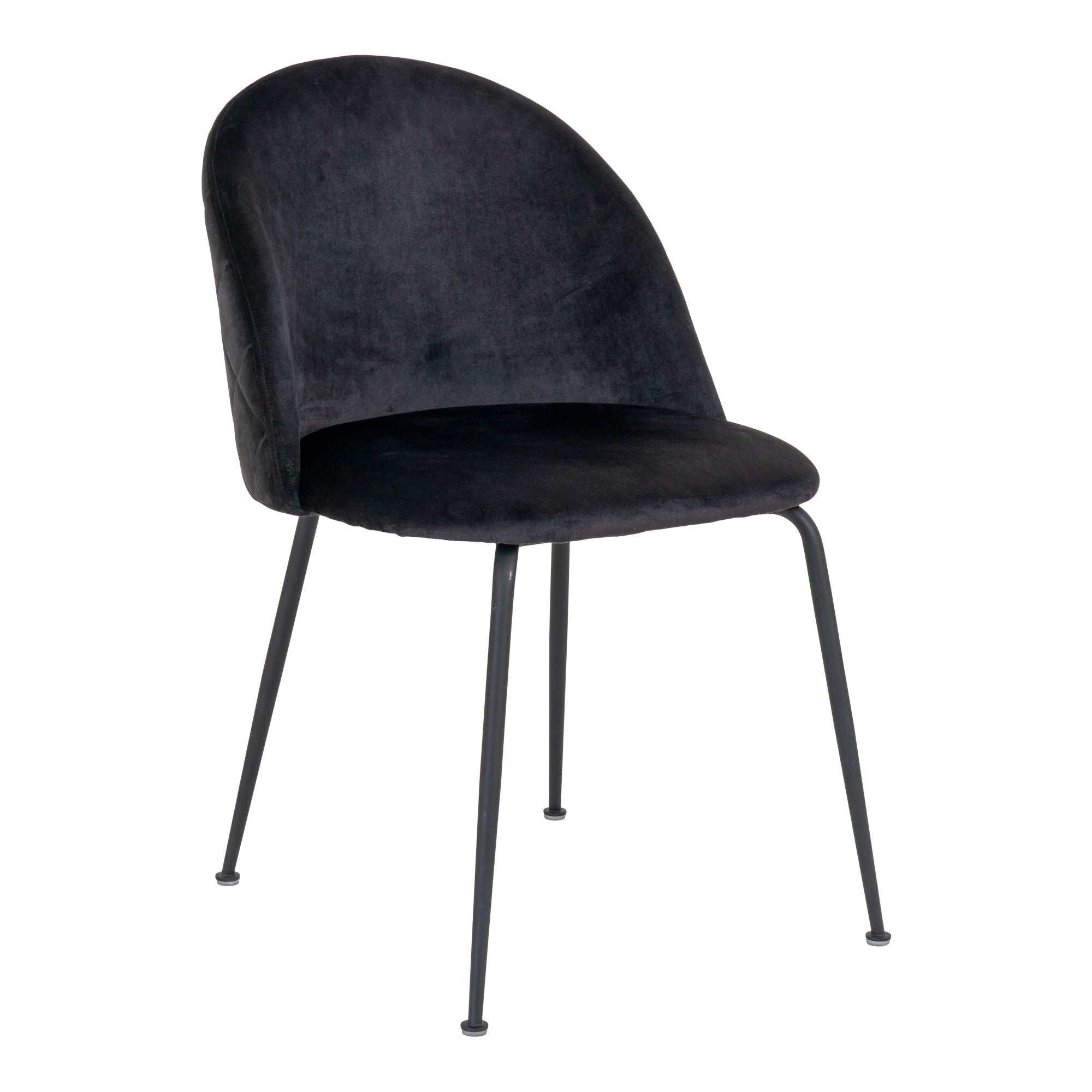 Geneva Dining Table Chair - Dining table chair in velor, black with black legs, HN1207