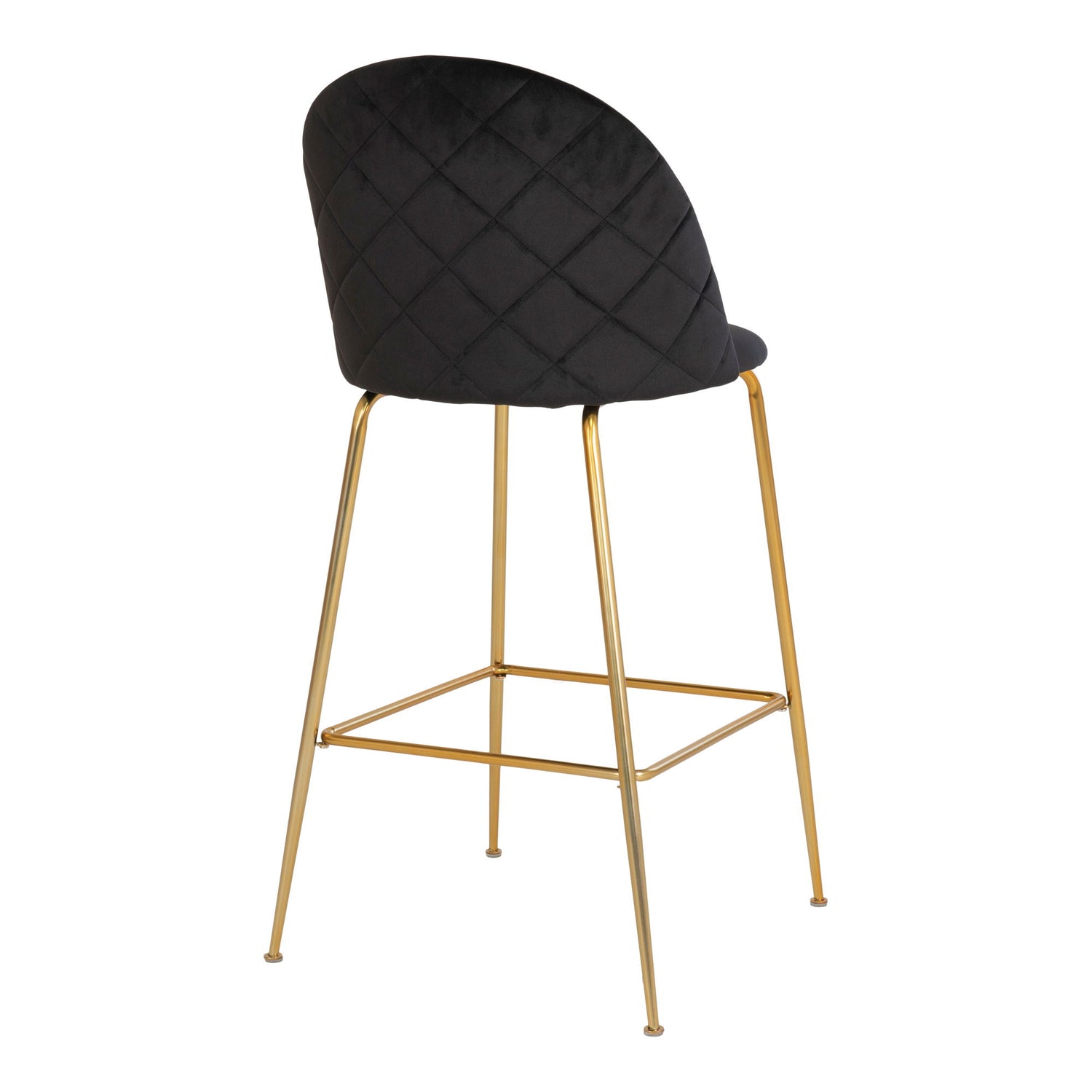 Lausanne bar chair - bar stool in velor, black with brass look legs, HN1207