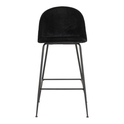 Lausanne bare chair - bar stool in velor, black with black legs, HN1207