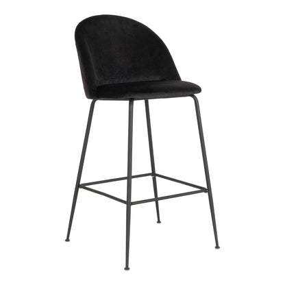 Lausanne bare chair - bar stool in velor, black with black legs, HN1207