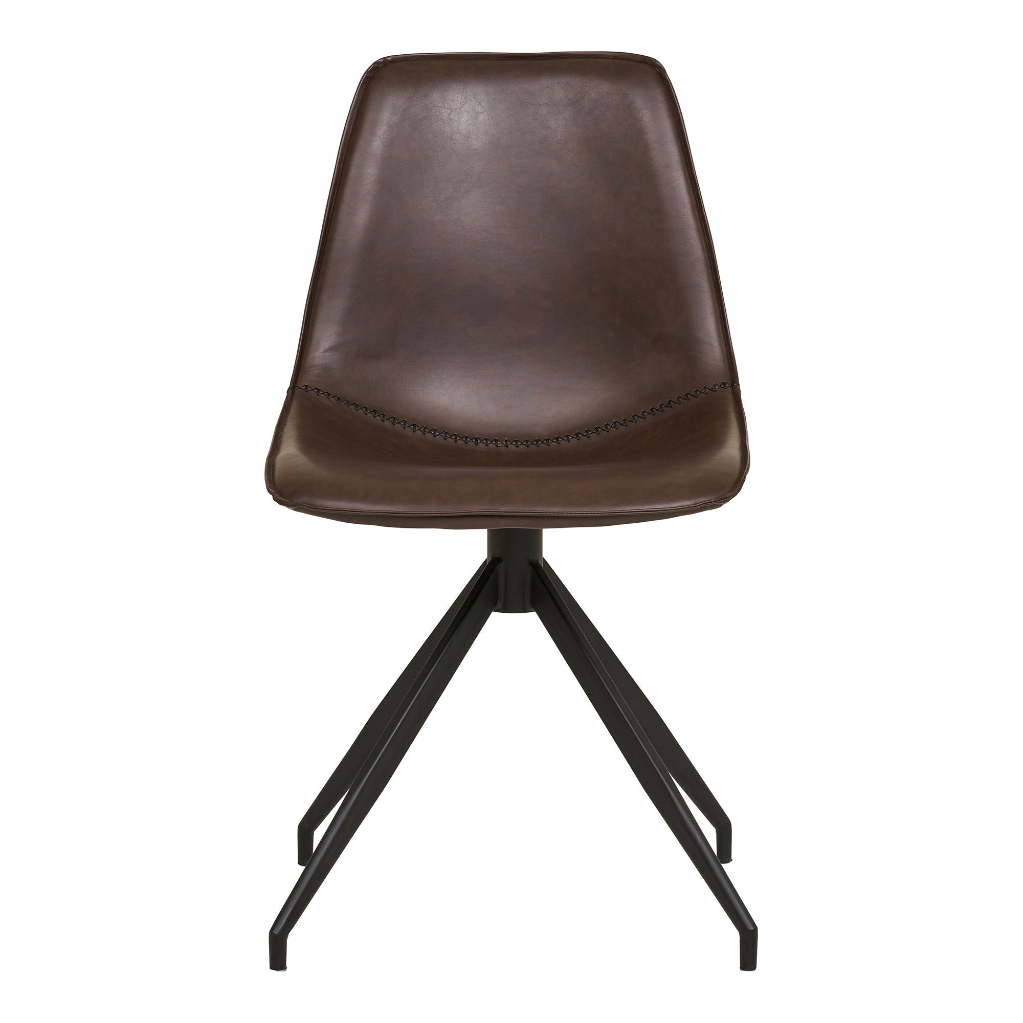 Monaco dining table chair - Dining table chair in PU with swivel foot, dark brown with black legs, HN1227