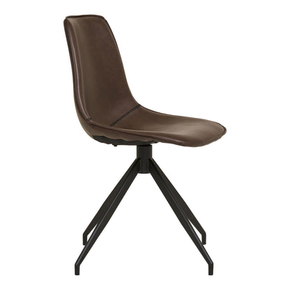 Monaco dining table chair - Dining table chair in PU with swivel foot, dark brown with black legs, HN1227