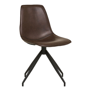 Monaco dining table chair - Dining table chair in PU with swivel foot, dark brown with black legs, HN1227