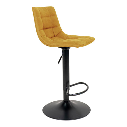 Middelfart Barstol - bar stool in microfiber, mustard yellow with black legs