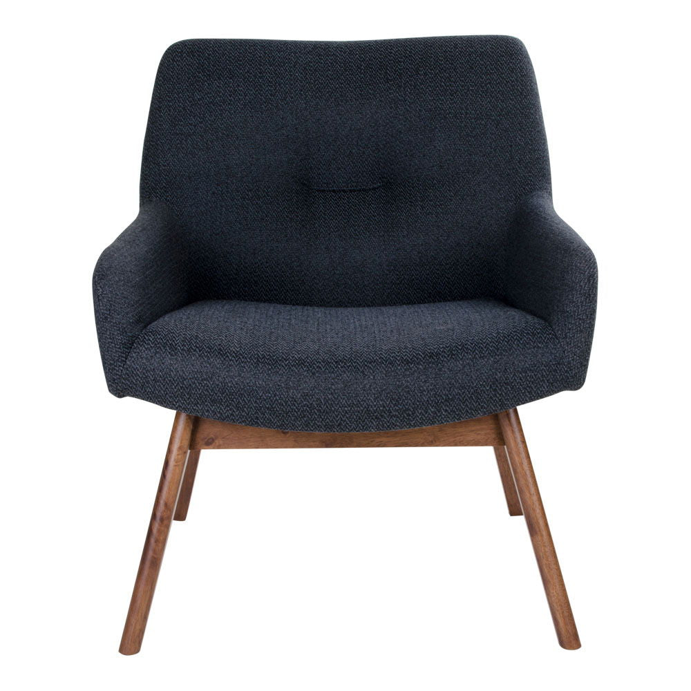 London lounge chair - lounge chair in fabric, dark gray with walnut legs