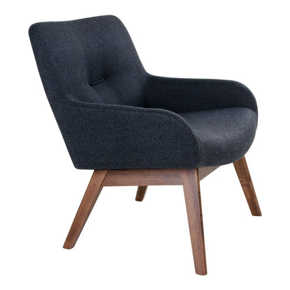 London lounge chair - lounge chair in fabric, dark gray with walnut legs