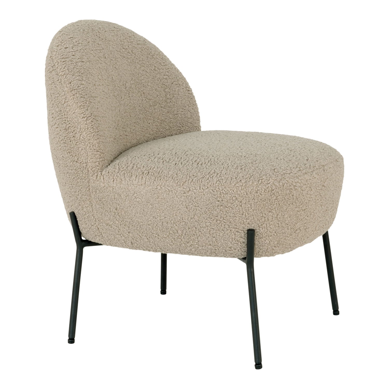 Merida lounge chair - lounge chair in artificial lambskin, gray -brown with black legs