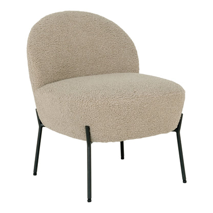 Merida lounge chair - lounge chair in artificial lambskin, gray -brown with black legs