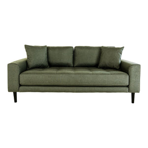 Lido 2.5 -person sofa - 2.5 person sofa, olive green with two pillows and black wooden legs, HN1020