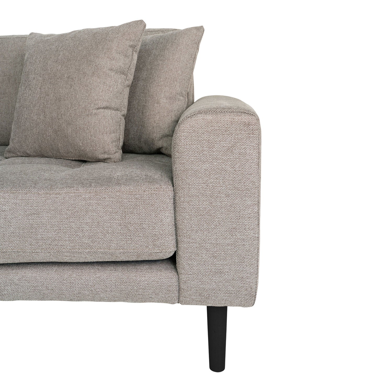 Lido Lounge Sofa - Lounge Sofa, left -wing in Stone with four pillows and black wooden legs, HN1030