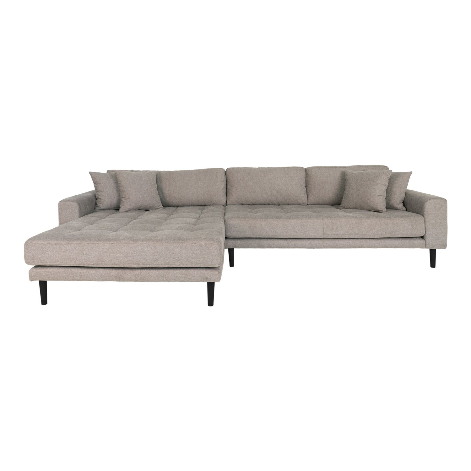 Lido Lounge Sofa - Lounge Sofa, left -wing in Stone with four pillows and black wooden legs, HN1030