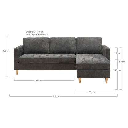 Florence sofa - sofa, dark gray with nature wooden legs, HN1045