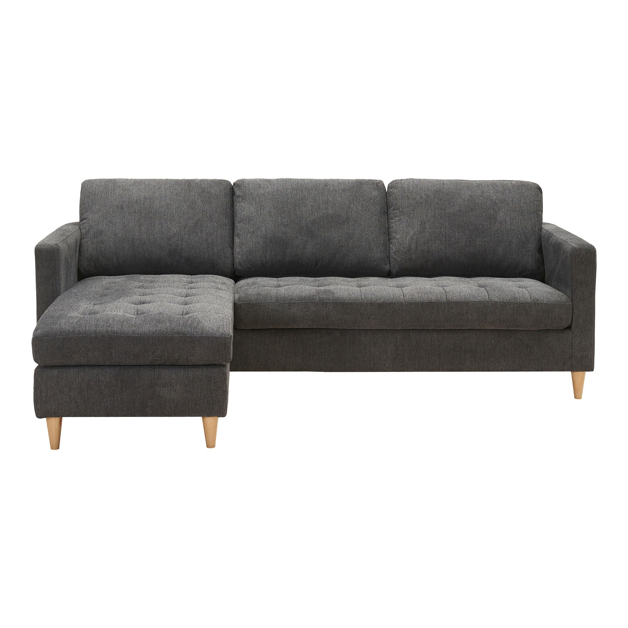 Florence sofa - sofa, dark gray with nature wooden legs, HN1045