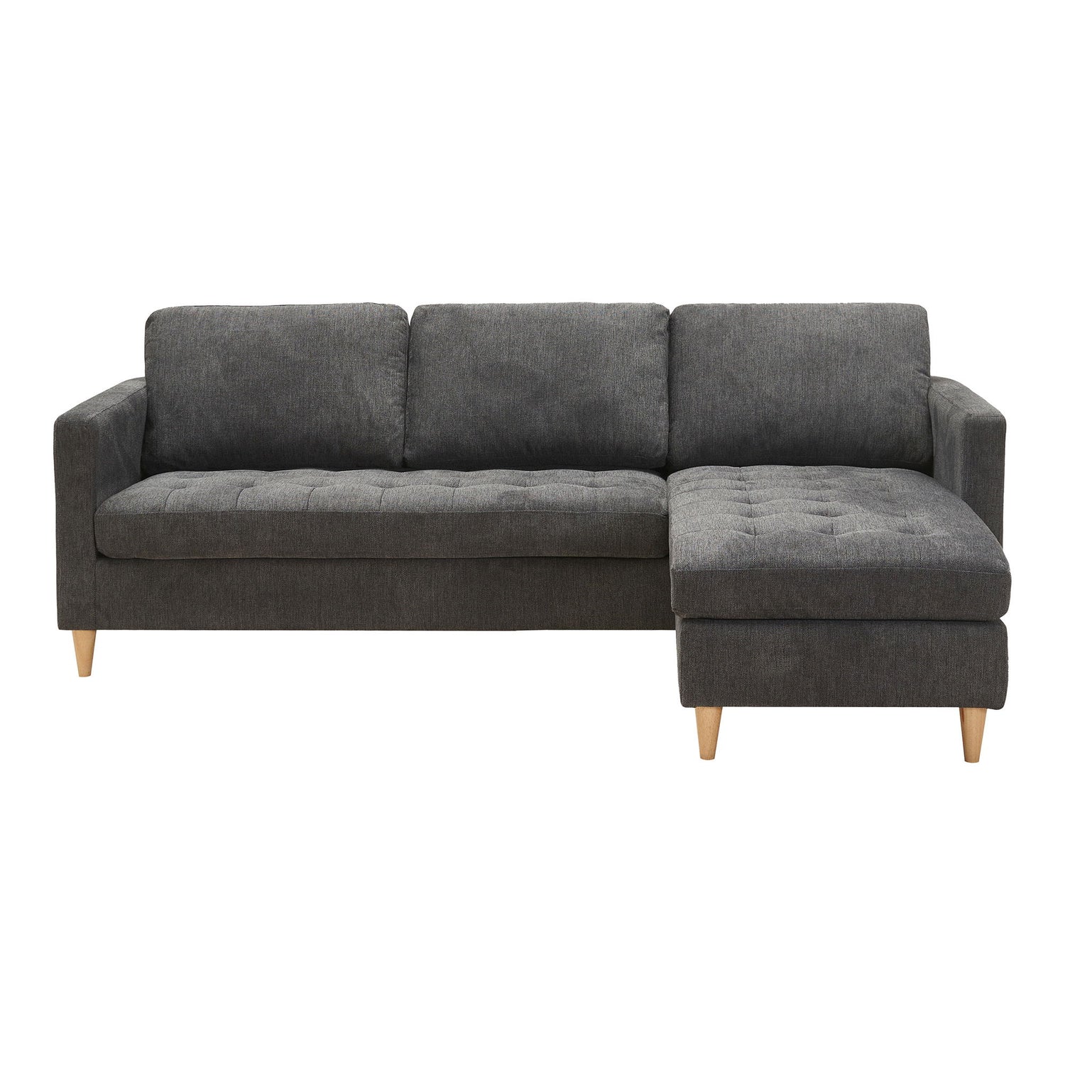 Florence sofa - sofa, dark gray with nature wooden legs, HN1045