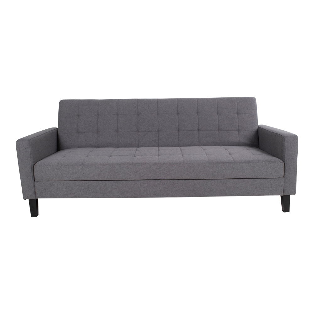 Milton sofa bed - sofa bed in fabric with storage, dark gray with nature legs