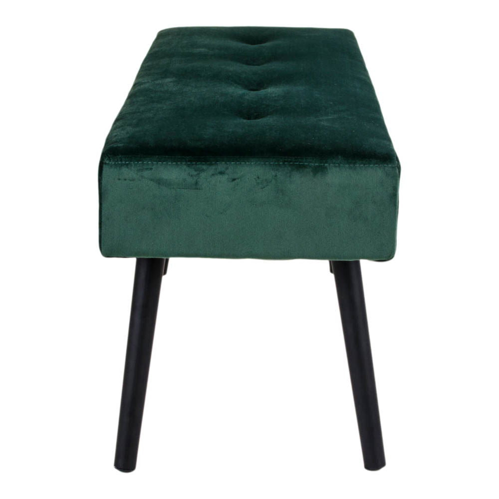 Skiing bench - bench in velor, dark green with black legs, HN1206, 100x35x44 cm