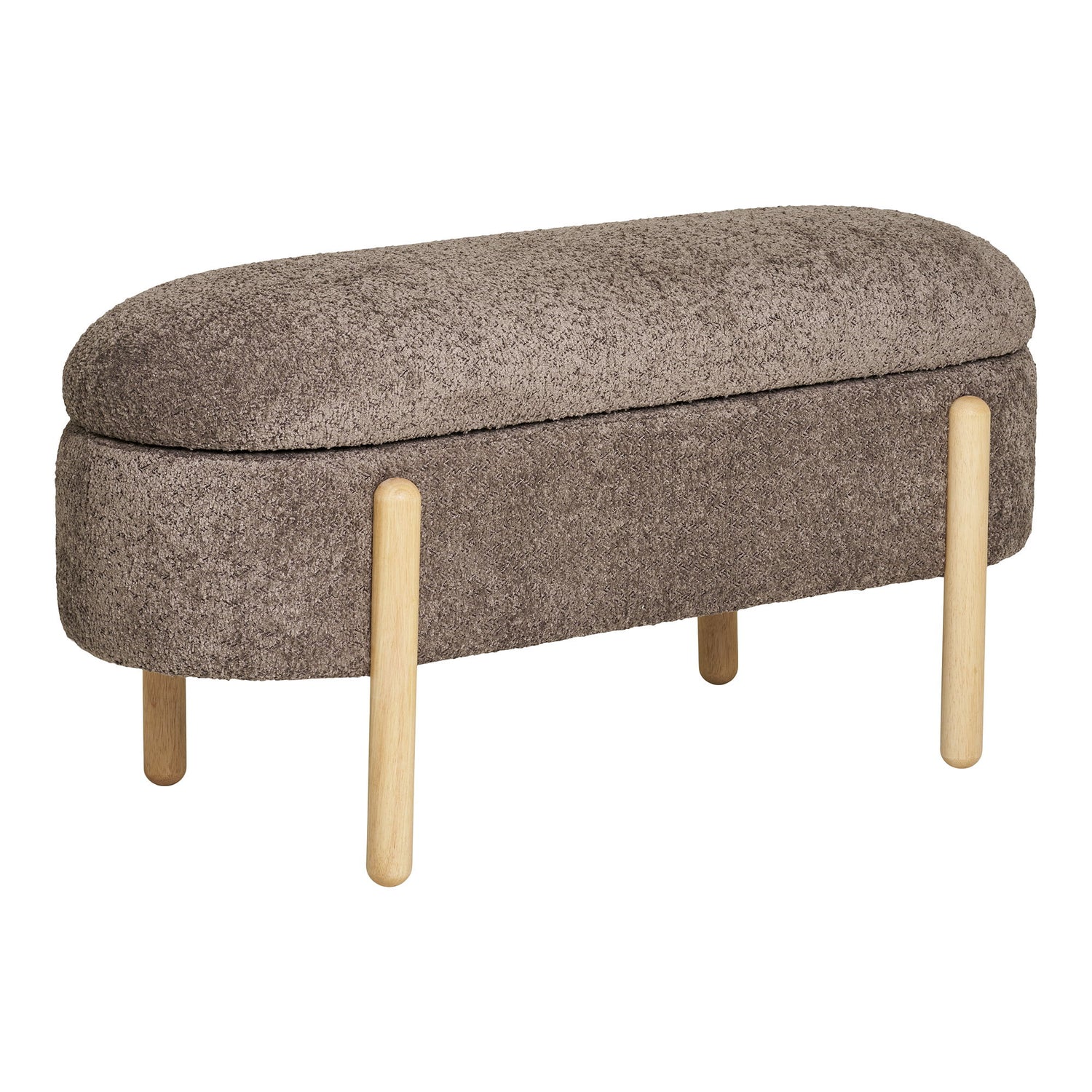 Bench with storage, bouclé, brown/nature, HN1237