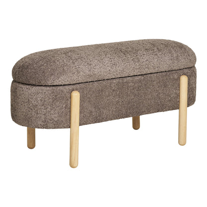 Bench with storage, bouclé, brown/nature, HN1237