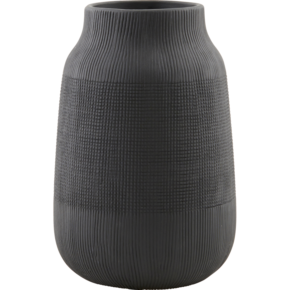 House Doctor - Vase, Groove, Black - H: 22 cm, DIA: 15 cm