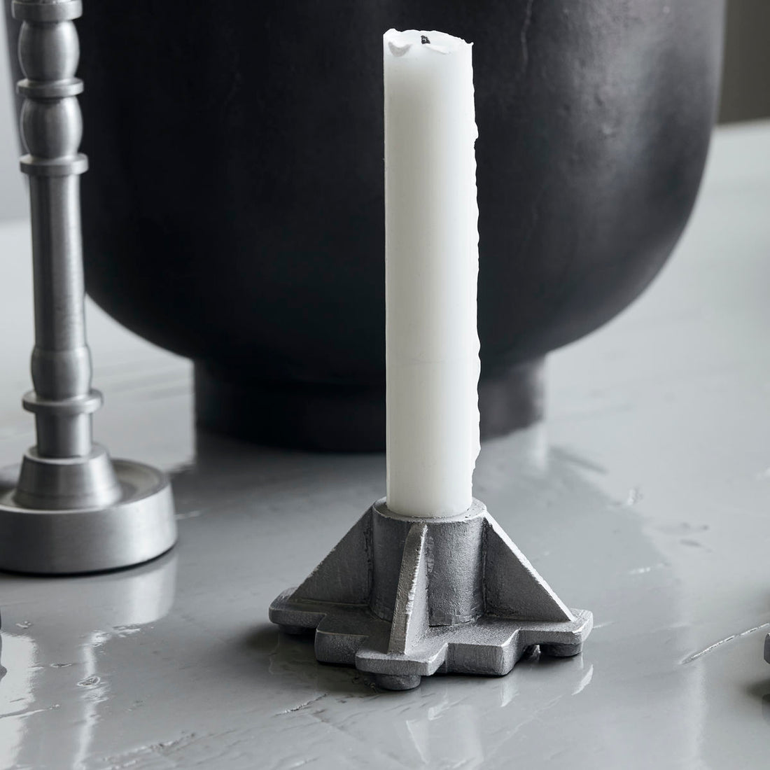 Candlestick, Hdcastle, Antique Aluminum