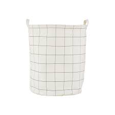 House Doctor - Laundry Bag, Squares, White/Black - H: 50 cm, DIA: 40 cm